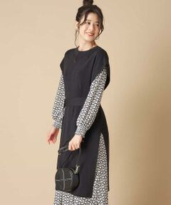 OFUON / オフオン ロング・マキシ丈ワンピース | 【洗える】ニットベスト＋幾何プリントワンピース