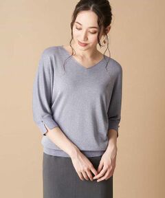 【WEB限定/洗える】【ロングシーズン対応】Vネックドルマンスリーブラメニット