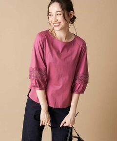 【洗濯機で洗える】【ロングシーズン対応】レースパフスリーブデザインブラウス