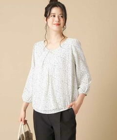 OFUON / オフオン カットソー | 【洗濯機で洗える】Vチャーム付シフォンカットソー