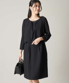 OFUON / オフオン ロング・マキシ丈ワンピース | 【洗濯機で洗える】チャーム付きタックワンピース