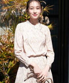 OFUON / オフオン シャツ・ブラウス | 【洗濯機で洗える】キカプリントスタンドカラーブラウス