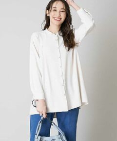 OFUON / オフオン シャツ・ブラウス | 【洗える】バックプリーツバンドカラーチュニックブラウス