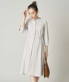 OFUON / オフオン ロング・マキシ丈ワンピース | 【洗濯機で洗える】ベルト付きキーネックシャツワンピース