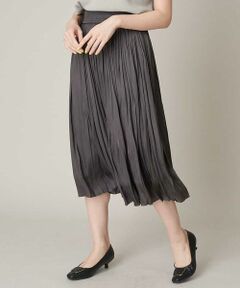 OFUON / オフオン ロング・マキシ丈スカート | 【洗える】サテンプリーツスカート