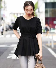 OFUON / オフオン カットソー | ウエストタックチュニックカットソー/洗える