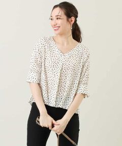 OFUON / オフオン シャツ・ブラウス | Vネックフロントタックブラウス/洗える