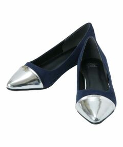 OFUON / オフオン フラットシューズ | メタルトゥスエード調インヒールパンプス