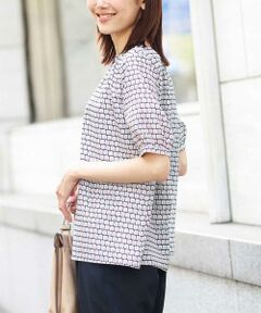 OFUON / オフオン シャツ・ブラウス | カラースクエアプリント2wayブラウス/洗える