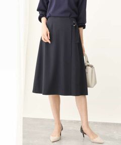 OFUON / オフオン ミニ・ひざ丈スカート | ラップ風デザインフレアースカート/洗える