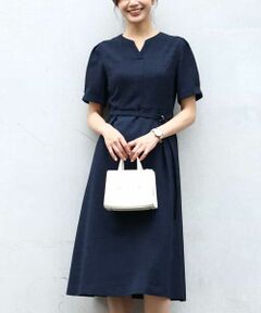 OFUON / オフオン ロング・マキシ丈ワンピース | リネンライク ベルト付きワンピース/洗える