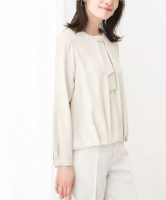 OFUON / オフオン シャツ・ブラウス | ボウタイ風ストライプ柄ブラウス/洗える/WEB限定サイズあり