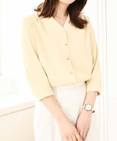 OFUON / オフオン シャツ・ブラウス | サテンジョーゼットVネックブラウス/洗える/WEB限定サイズあり