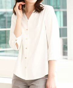 OFUON / オフオン シャツ・ブラウス | サテンジョーゼットVネックブラウス/洗える/WEB限定サイズあり