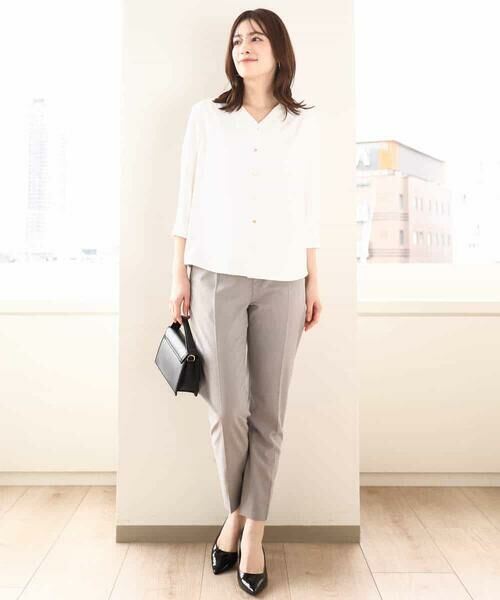 OFUON / オフオン シャツ・ブラウス | サテンジョーゼットVネックブラウス/洗える/WEB限定サイズあり | 詳細10