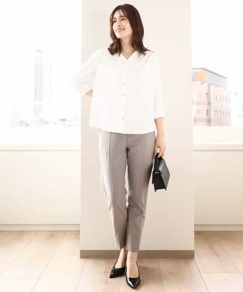 OFUON / オフオン シャツ・ブラウス | サテンジョーゼットVネックブラウス/洗える/WEB限定サイズあり | 詳細12