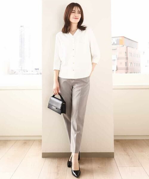 OFUON / オフオン シャツ・ブラウス | サテンジョーゼットVネックブラウス/洗える/WEB限定サイズあり | 詳細13