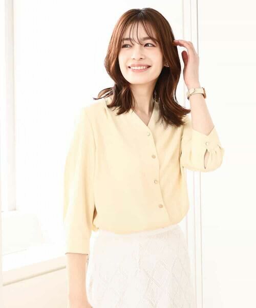 OFUON / オフオン シャツ・ブラウス | サテンジョーゼットVネックブラウス/洗える/WEB限定サイズあり | 詳細19