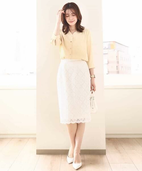 OFUON / オフオン シャツ・ブラウス | サテンジョーゼットVネックブラウス/洗える/WEB限定サイズあり | 詳細23