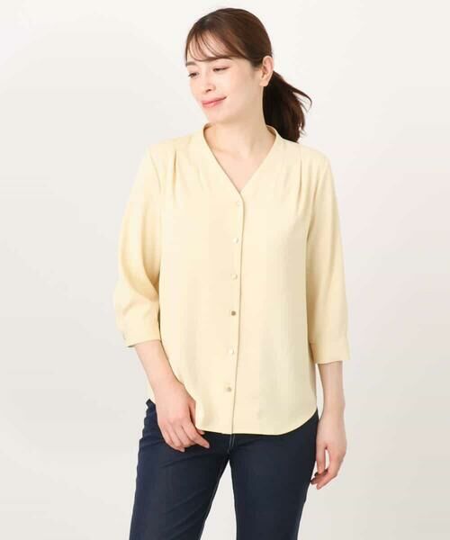 OFUON / オフオン シャツ・ブラウス | サテンジョーゼットVネックブラウス/洗える/WEB限定サイズあり | 詳細25