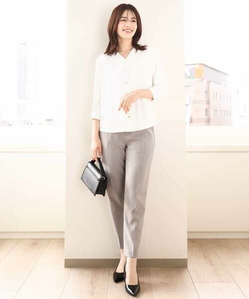 OFUON / オフオン シャツ・ブラウス | サテンジョーゼットVネックブラウス/洗える/WEB限定サイズあり | 詳細9