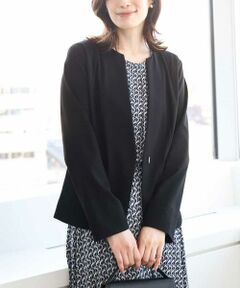 OFUON / オフオン ノーカラージャケット | [セットアップ対応]ストレッチキーネックデザインカラーレスジャケット/洗える/WEB限定サイズあり