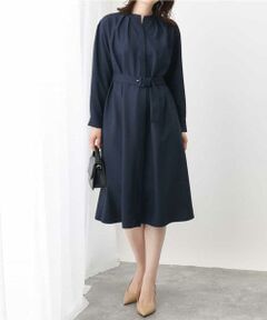 小さいサイズ】ボウタイプリーツジョーゼットワンピース/洗える