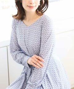 OFUON / オフオン ロング・マキシ丈ワンピース | ジオメトリックプリントジャージワンピース/洗える/WEB限定サイズあり