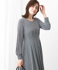 OFUON / オフオン ロング・マキシ丈ワンピース | ジオメトリックプリントジャージワンピース/洗える/WEB限定サイズあり