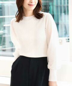 OFUON / オフオン ニット・セーター | シフォンチュール袖ニット/洗える/WEB限定サイズあり