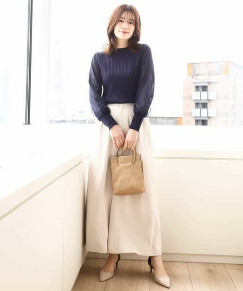 OFUON / オフオン ニット・セーター | シフォンチュール袖ニット/洗える/WEB限定サイズあり | 詳細10