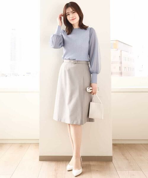 OFUON / オフオン ニット・セーター | シフォンチュール袖ニット/洗える/WEB限定サイズあり | 詳細14