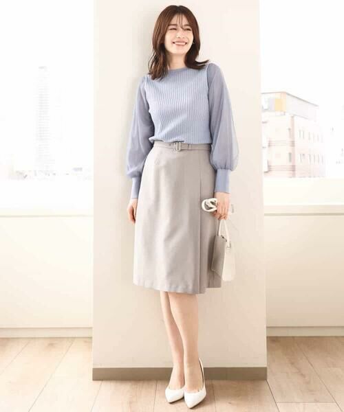 OFUON / オフオン ニット・セーター | シフォンチュール袖ニット/洗える/WEB限定サイズあり | 詳細15