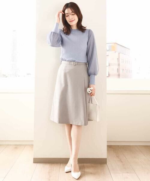 OFUON / オフオン ニット・セーター | シフォンチュール袖ニット/洗える/WEB限定サイズあり | 詳細16