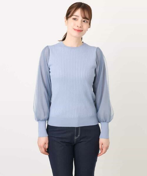OFUON / オフオン ニット・セーター | シフォンチュール袖ニット/洗える/WEB限定サイズあり | 詳細17