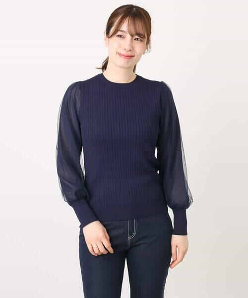 OFUON / オフオン ニット・セーター | シフォンチュール袖ニット/洗える/WEB限定サイズあり | 詳細24