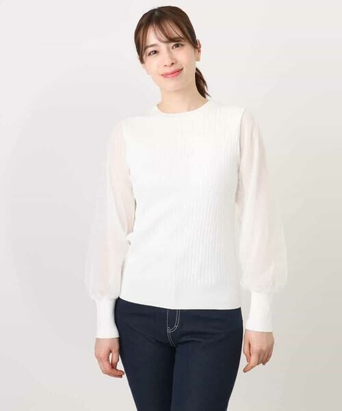 OFUON / オフオン ニット・セーター | シフォンチュール袖ニット/洗える/WEB限定サイズあり | 詳細26
