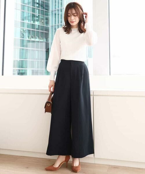 OFUON / オフオン ニット・セーター | シフォンチュール袖ニット/洗える/WEB限定サイズあり | 詳細3