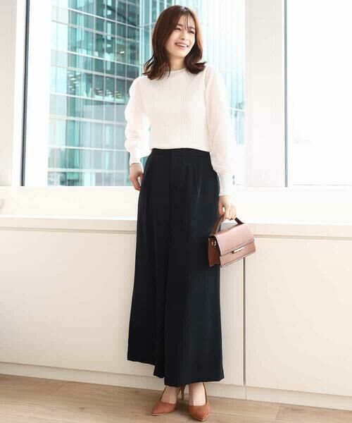 OFUON / オフオン ニット・セーター | シフォンチュール袖ニット/洗える/WEB限定サイズあり | 詳細4