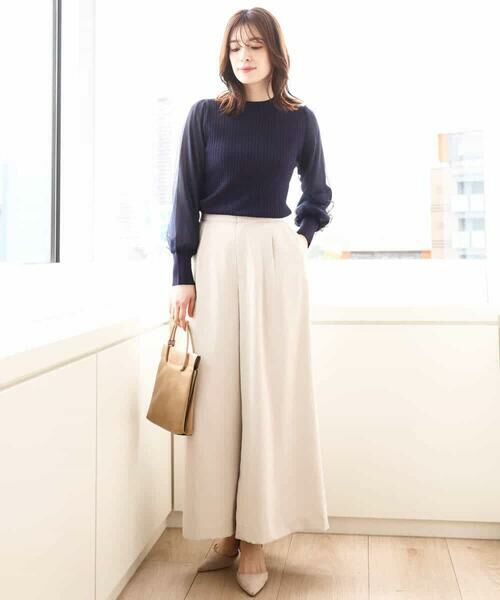 OFUON / オフオン ニット・セーター | シフォンチュール袖ニット/洗える/WEB限定サイズあり | 詳細7