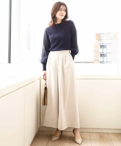 OFUON / オフオン ニット・セーター | シフォンチュール袖ニット/洗える/WEB限定サイズあり | 詳細8