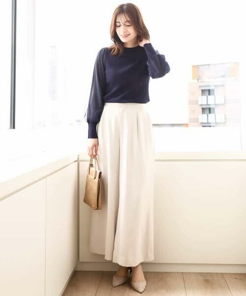 OFUON / オフオン ニット・セーター | シフォンチュール袖ニット/洗える/WEB限定サイズあり | 詳細9