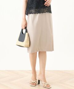 OFUON / オフオン ミニ・ひざ丈スカート | [セットアップ対応]ストレッチラップ風スカート/洗える