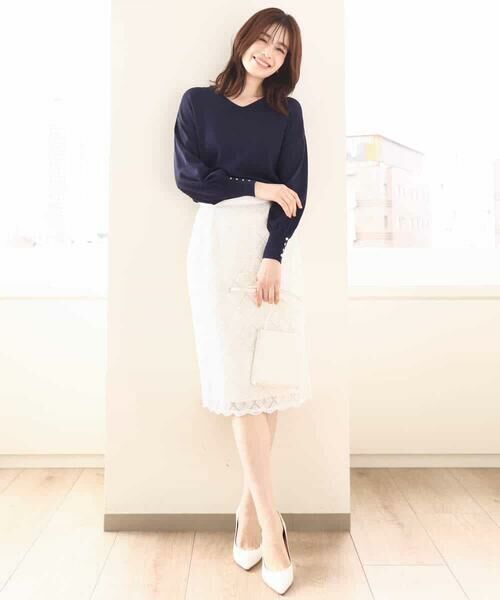 OFUON / オフオン ミニ・ひざ丈スカート | スパンコールレースタイトスカート/洗える | 詳細10