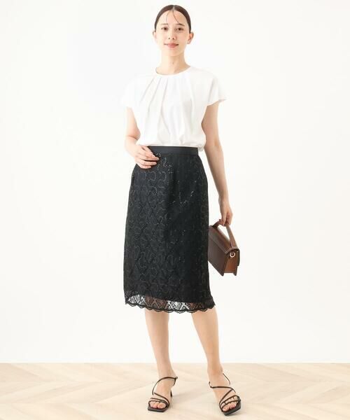 OFUON / オフオン ミニ・ひざ丈スカート | スパンコールレースタイトスカート/洗える | 詳細16