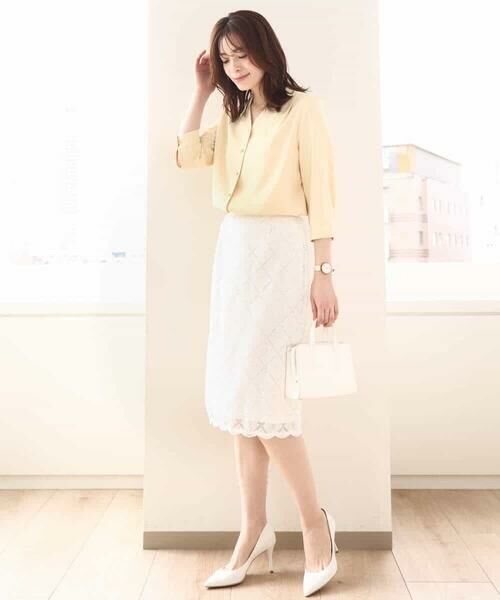 OFUON / オフオン ミニ・ひざ丈スカート | スパンコールレースタイトスカート/洗える | 詳細2