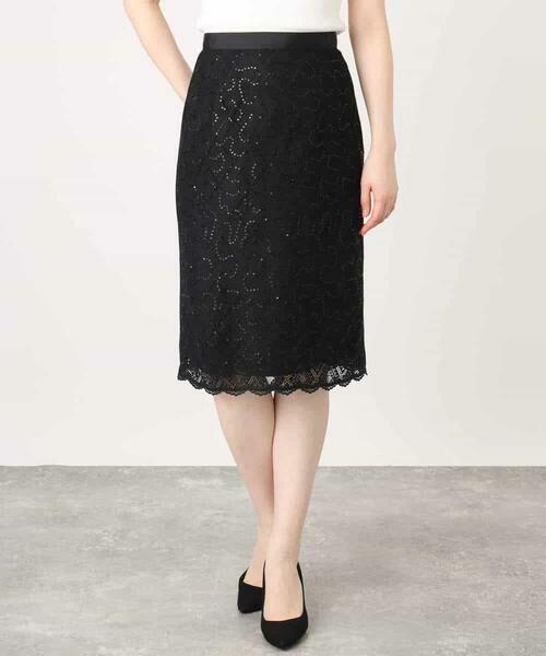 OFUON / オフオン ミニ・ひざ丈スカート | スパンコールレースタイトスカート/洗える | 詳細22