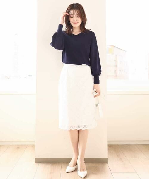 OFUON / オフオン ミニ・ひざ丈スカート | スパンコールレースタイトスカート/洗える | 詳細8