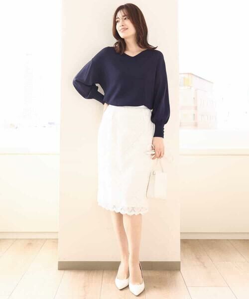 OFUON / オフオン ミニ・ひざ丈スカート | スパンコールレースタイトスカート/洗える | 詳細9