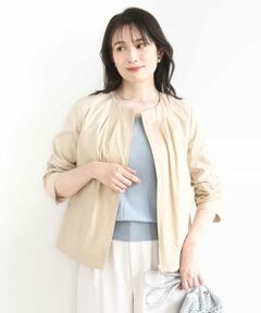 OFUON / オフオン その他アウター | ナイロンストレッチノーカラーブルゾン/洗える/WEB限定サイズあり